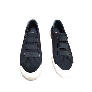 Rocket Dog Womens Black Canvas Slip-On Sneakers With Sparkly Heel & Velcro Strap